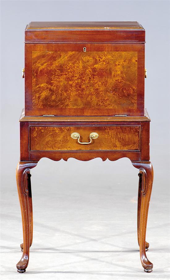 Georgian style mahogany and burl silver chest Hickory Chair American