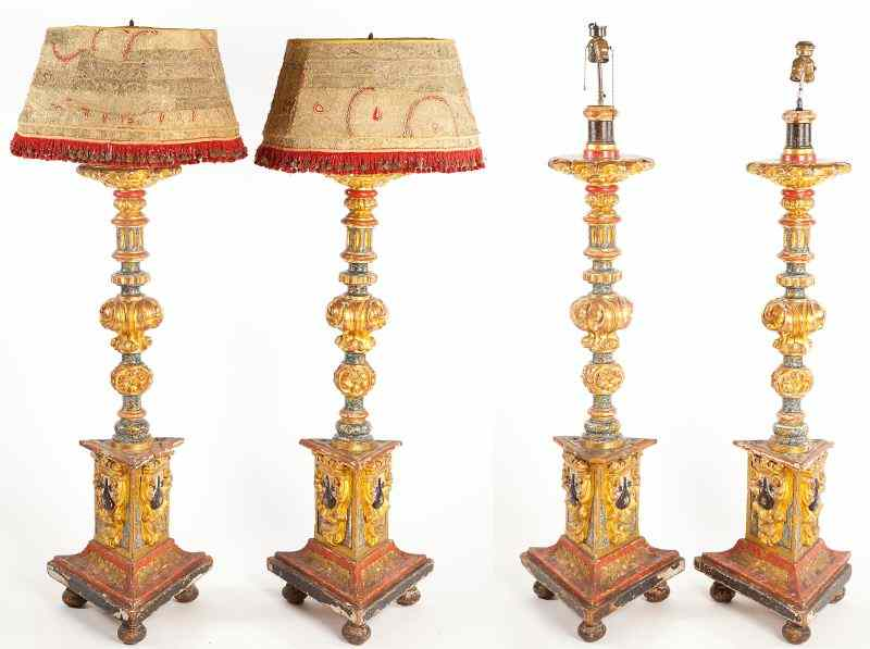 Set of Four Polychrome Venetian Floor LampsBaroque early 18th century