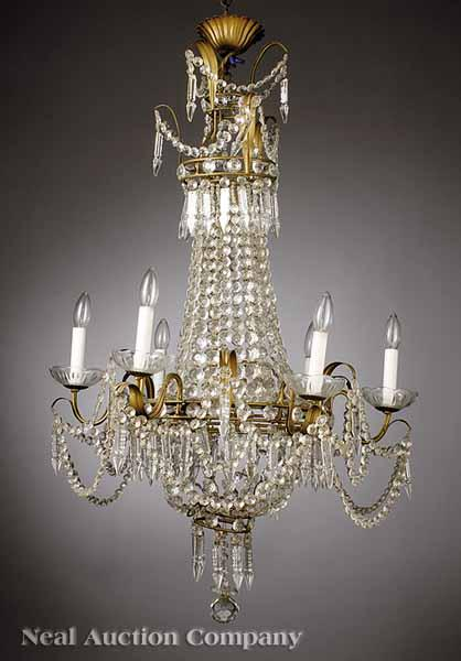 A Louis XVI Style Gilt Metal and Cut Glass Six