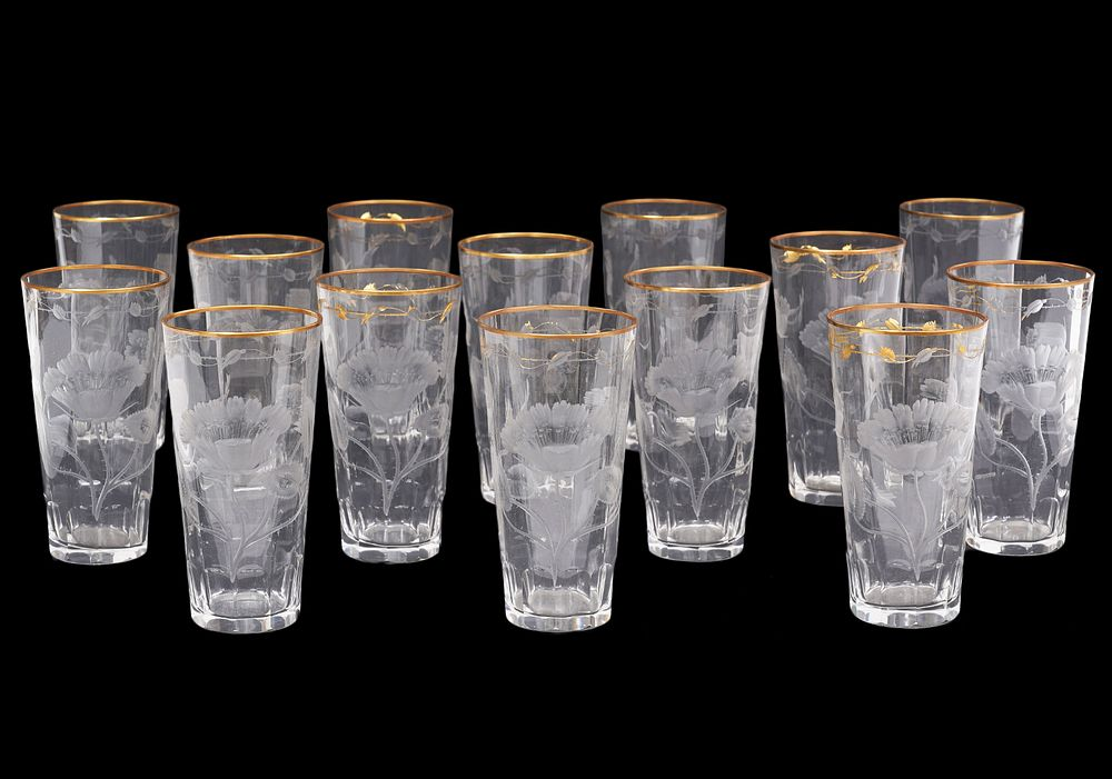 14 Moser Paula Hand Crystal High Ball Glasses Designed in