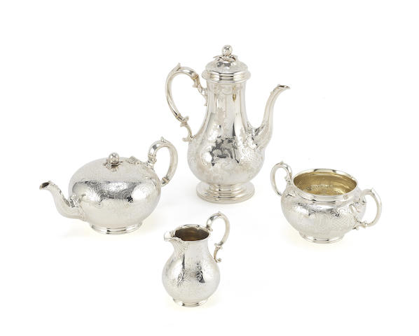 A matched Victorian silver four piece coffee and tea service