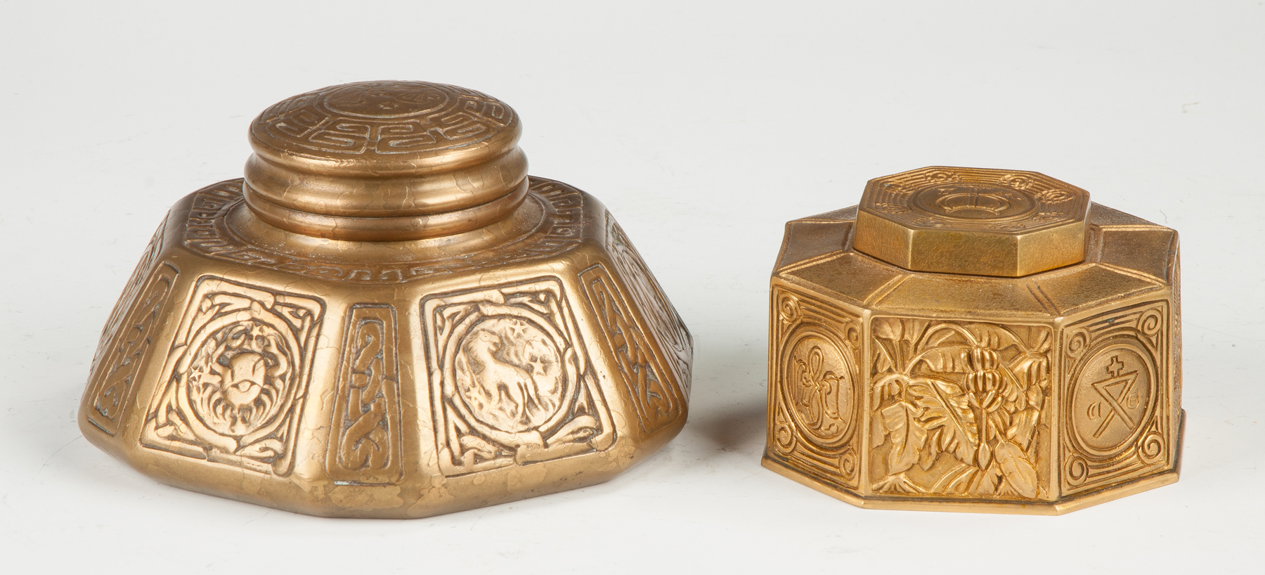 Tiffany Studios Gilt Bronze Inkwell Bookmark Pattern Sgn Tiffany Studios