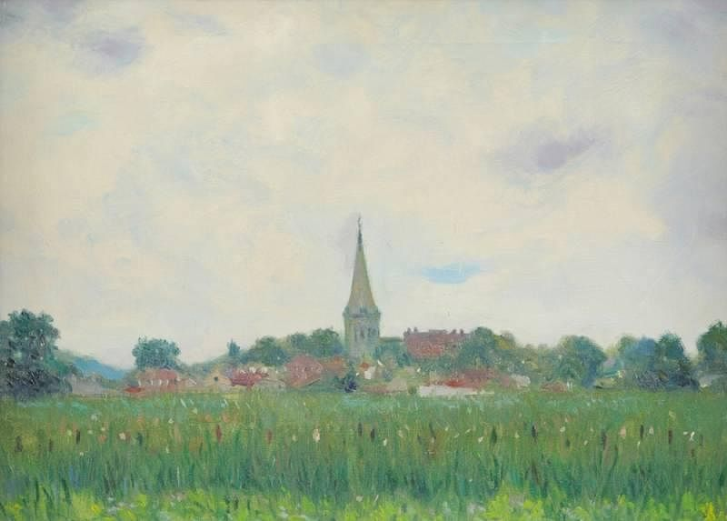 DANA RIPLEY POND American 1881 1962 A PAINTING The Village