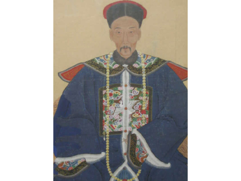 CHINESE 19TH CENTURY ANCESTRAL PORTRAIT Watercolor of a distinguished man