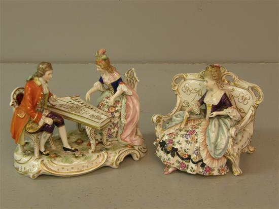 Two Naples figural groups the first modelled as a lady