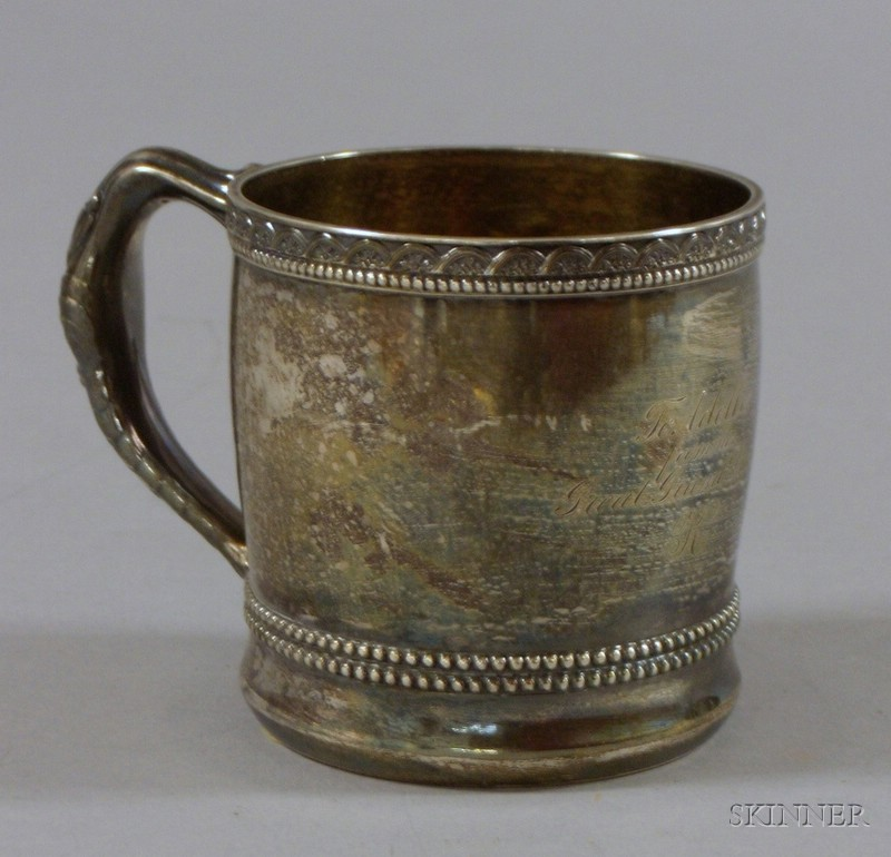 Gorham Coin Child s Mug 19th century bright cut design