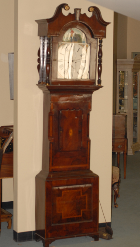 A 19th C English Tall Case Clock mahogany and mahogany