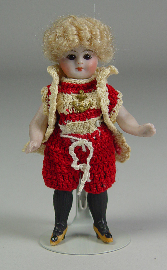 German All Bisque 307 Girl Brown glass eyes stroked brow