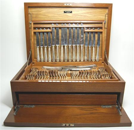 A silver plated cased canteen of cutlery for eight covers