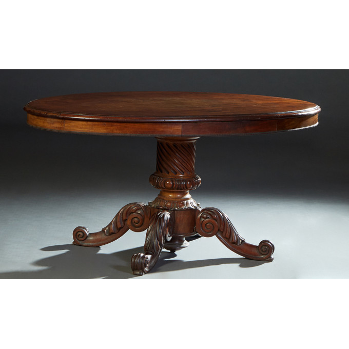 French Carved Walnut Center Table c 1870 the stepped oval