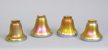Four Steuben Style Gold Aurene Shades All unmarked and unmatched