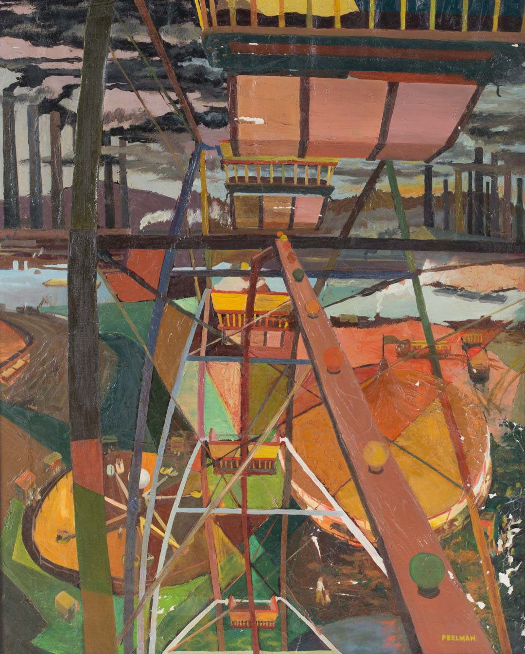 Bennard Perlman Carnival in Pittsburgh oil Bennard Bloch Perlman American
