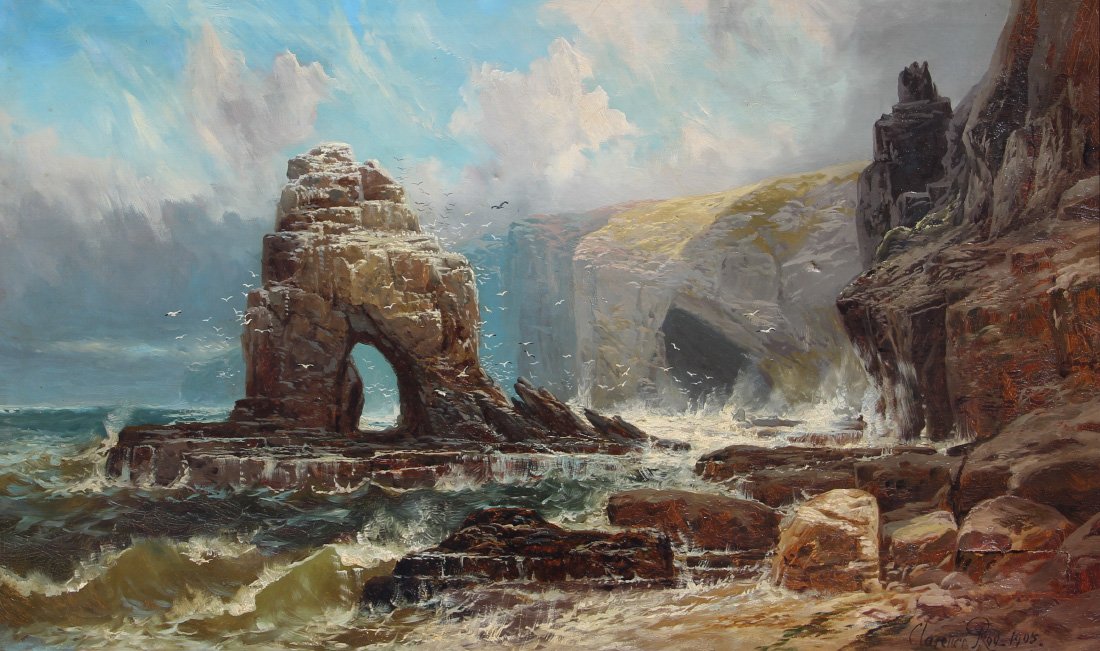 ROE Clarence British 1850 1909 Coastal Scene with Grotto Off