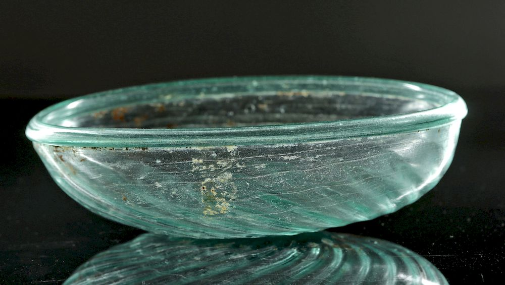 Stunning Roman Glass Bowl Spiralized Ribs Roman Imperial Period ca