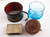 Russian a 19th century lacquer napkin ring with painted troika