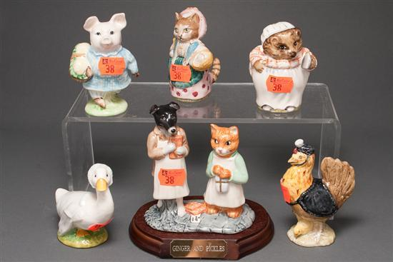 Six Beswick china Beatrix Potter figures comprising Mrs Tiggy Winkle