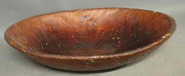 Large oval carved pine trencher probably 19th c 4 25