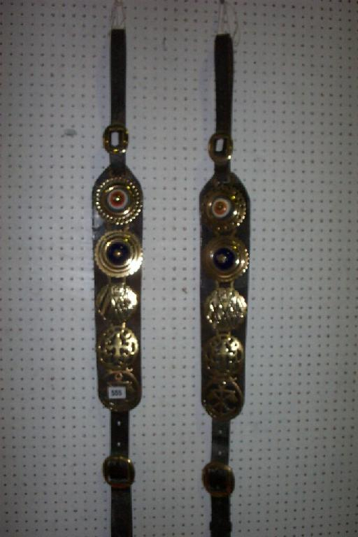 A pair of early 20th century leather Martingales each fitted