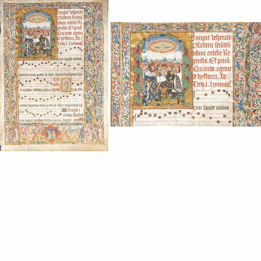 2 MANUSCRIPT ILLUMINATION Single leaf extracted from a manuscript the