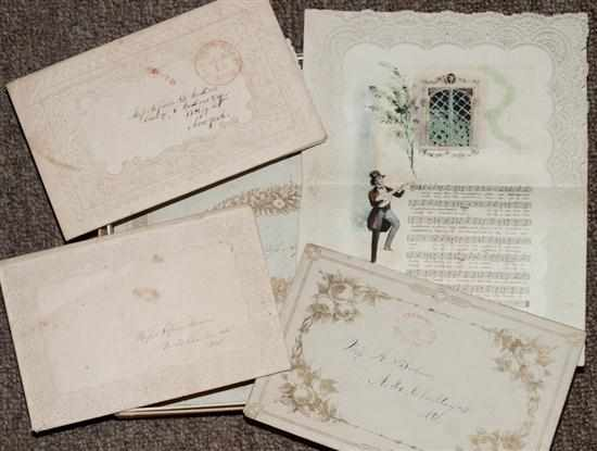 1840 s handwritten Valentines and prose one with color illus
