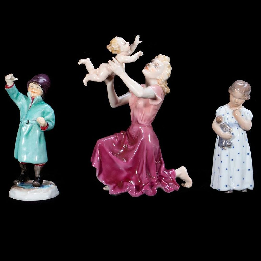 Royal Copenhagen Royal Worcester and Dresden Porcelain Figures Greatest height