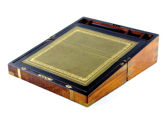 Regency rosewood and mahogany lap desk circa 1810 brass bound
