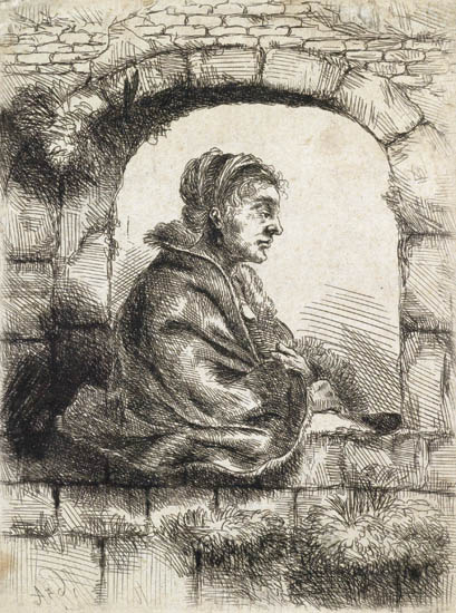 OLD MASTER PRINTS Three prints REMBRANDT VAN RIJN after Woman