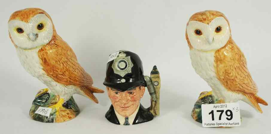 Beswick Barn Owl 2026 x 2 together with a Royal
