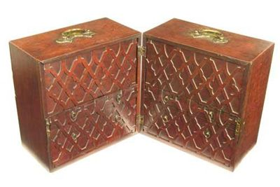 A George III mahogany apothecary s box the top with