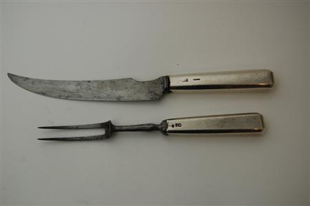 An unusual George II table knife and fork by George