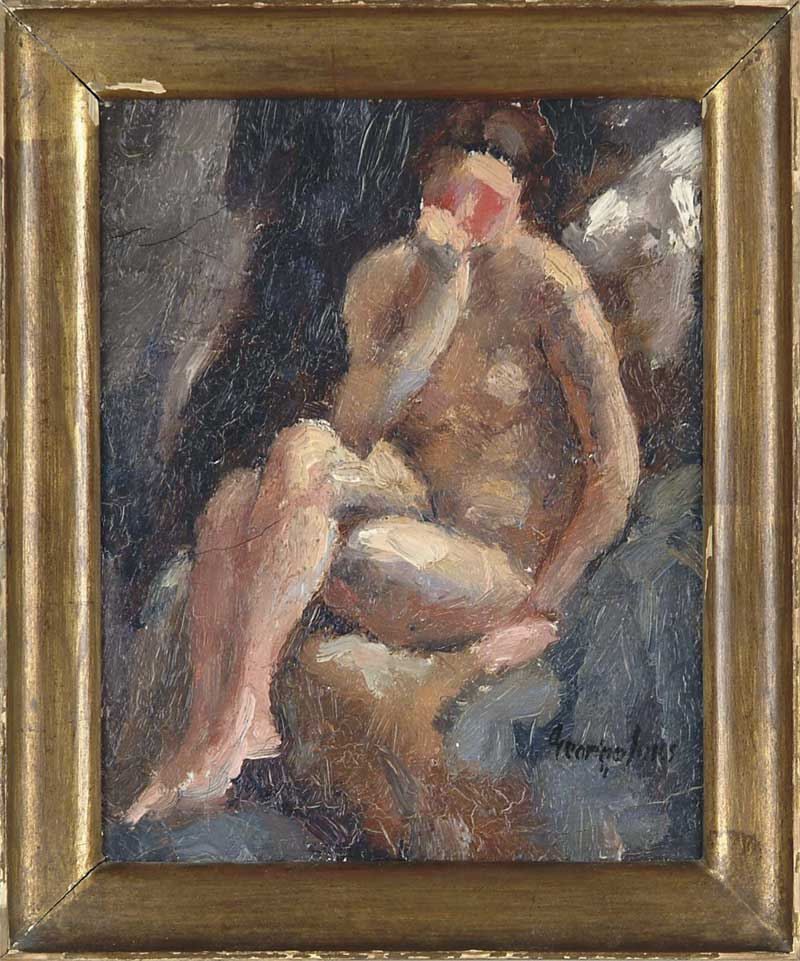 GEORGE BENJAMIN LUKS American 1867 1933 THE THINKING NUDE Oil