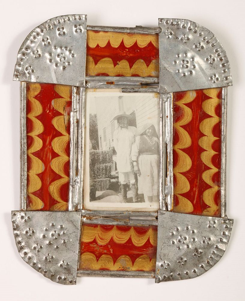 Tin Frame with Reverse Painted Glass ca 1900 Attributed to