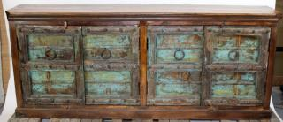 Distressed and painted sideboard with iron hardware Distressed and painted