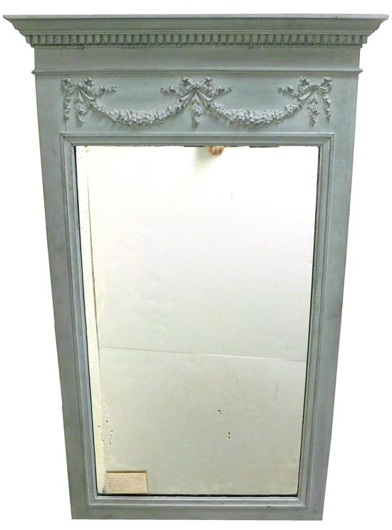 French Empire style wall mirror c 1890 mahogany painted grey
