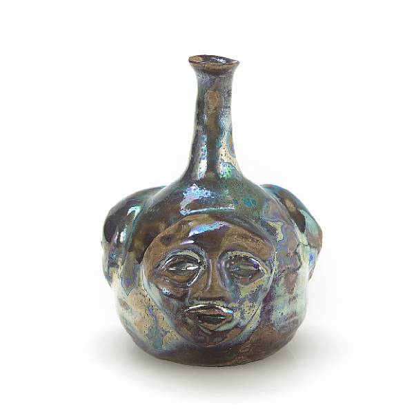 Beatrice Wood American 1893 1998 miniature three face vase luster