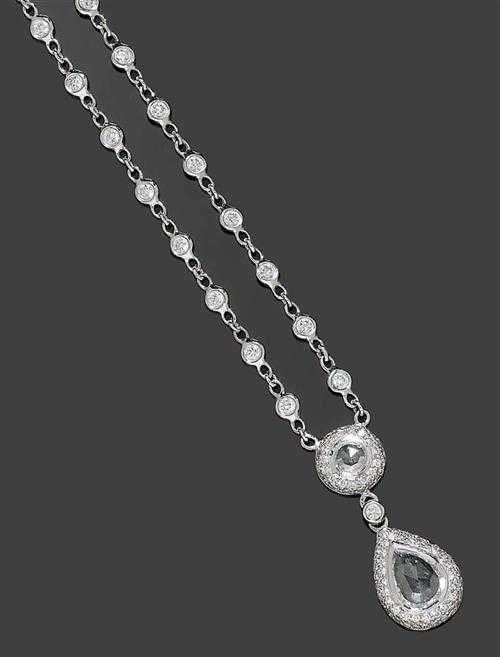 DIAMOND NECKLACE White gold 750 Charming necklace the drop shaped