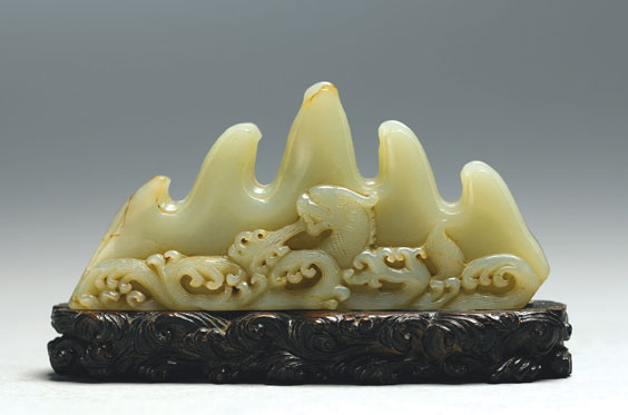 MING STYLE JADE BRUSHREST Chinese Ming style carved celadon jade