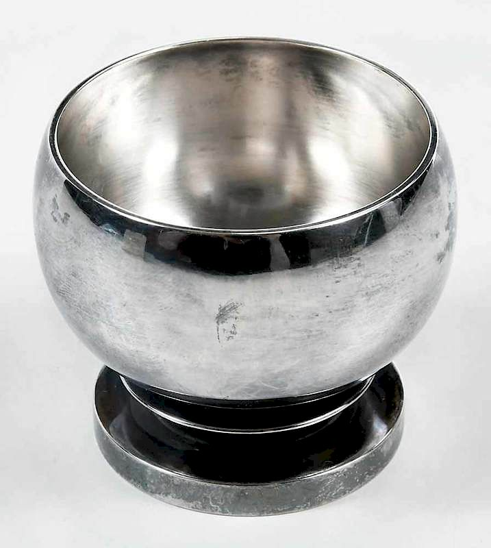 Jensen Sterling Open Salt Denmark 20th century ball form stepped