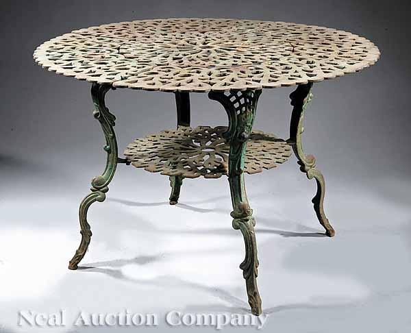 An American Cast Iron Garden Table in the Rococo Taste