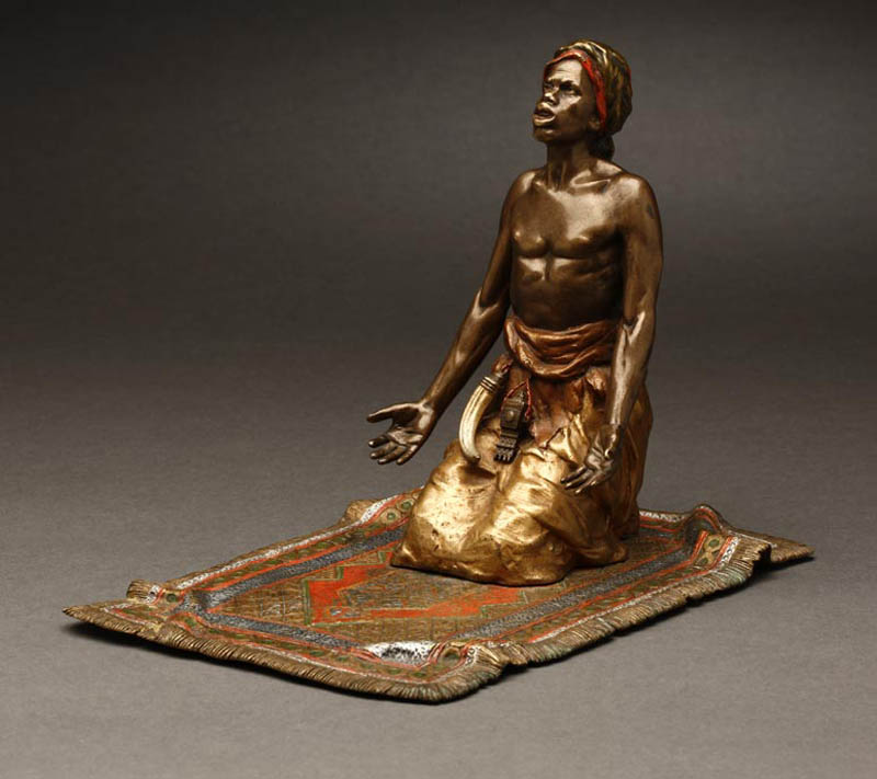 Austrian cold painted bronze figure on carpet Austrian cold painted