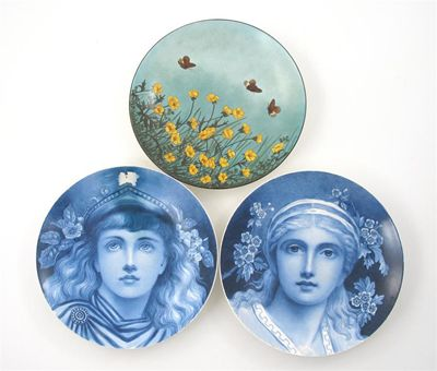 A pair of Aesthetic Movement Minton plates each painted with