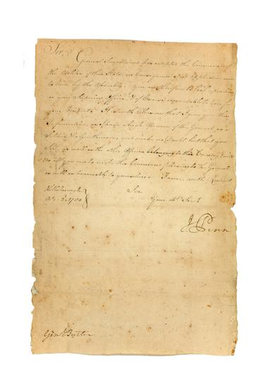 PENN John 1741 1788 Signer from North Carolina Manuscript letter