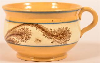Yellowware Mocha Seaweed Porridge Cup Yellowware Brown Mocha Seaweed Decorated