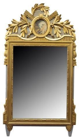 French Louis XVI style giltwood mirror 20th c having giltwood