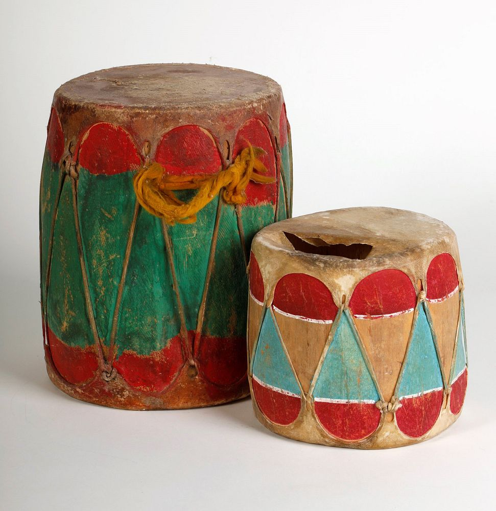 Cochiti Two Painted Drums ca 1950 Cochiti Two Painted Drums
