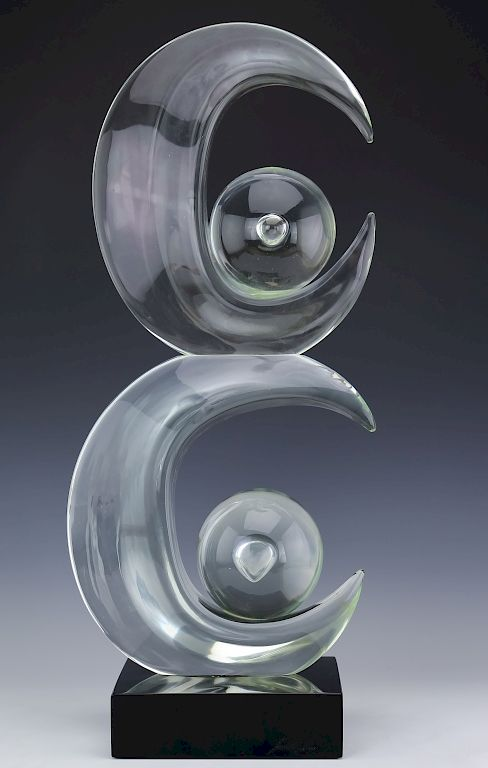 Licio Zanetti Murano Art Glass Abstract Sculpture Signed modernist style