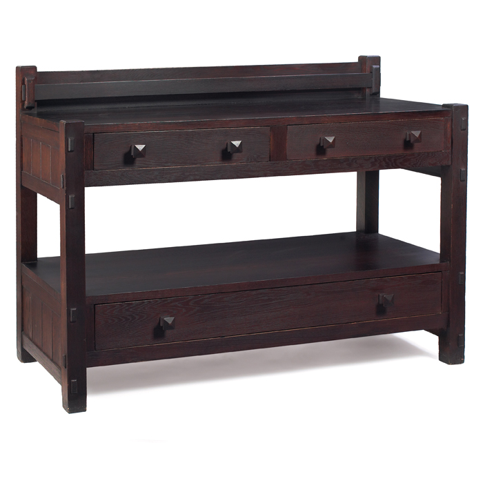 Early Gustav Stickley server 955 in chestnut desirable form with