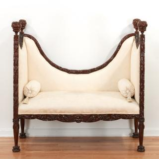 Victorian carved mahogany high back settee Victorian carved mahogany high