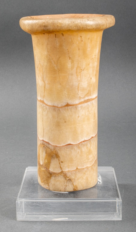 ANCIENT EGYPTIAN CARVED ALABASTER STONE ALABASTRON Ancient Egyptian carved alabaster