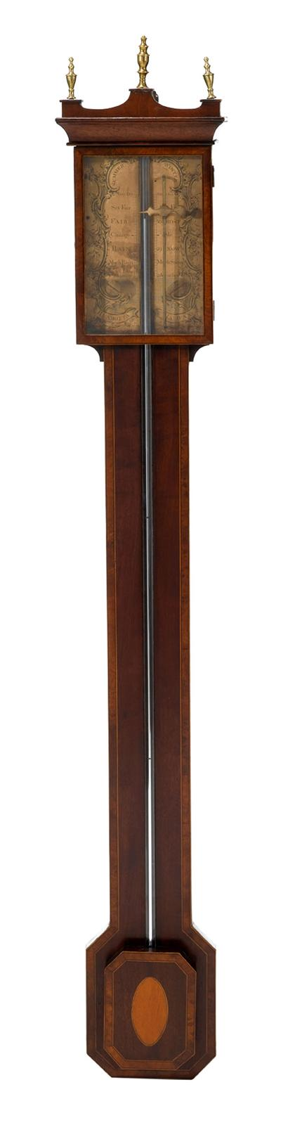 George III inlaid mahogany stick barometer r carmotta halifax The